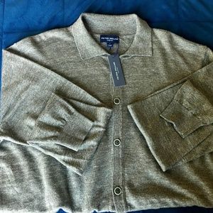 Peter Millar Villa Full-button Cardigan In Kelp Size L & M